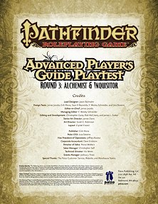 Advanced Player's Guide Playtest 3: Alchemist & Inquisitor